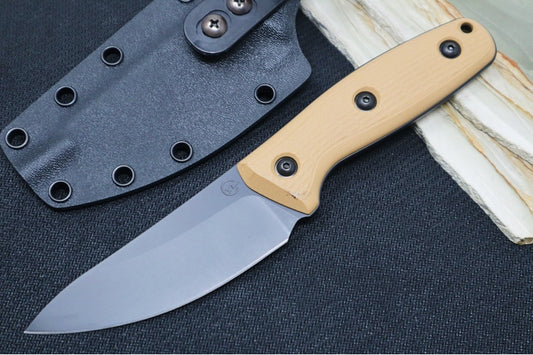 Schwarz Designs Confidante - Coyote Tan G-10 Handle / Magnacut Blade / Black Cerakote Finish / Black Kydex Sheath