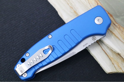 Hogue Knives Ballista - Blue Anodized Aluminum Handle / 154CM Tanto Blade / Tumbled Finish 64123