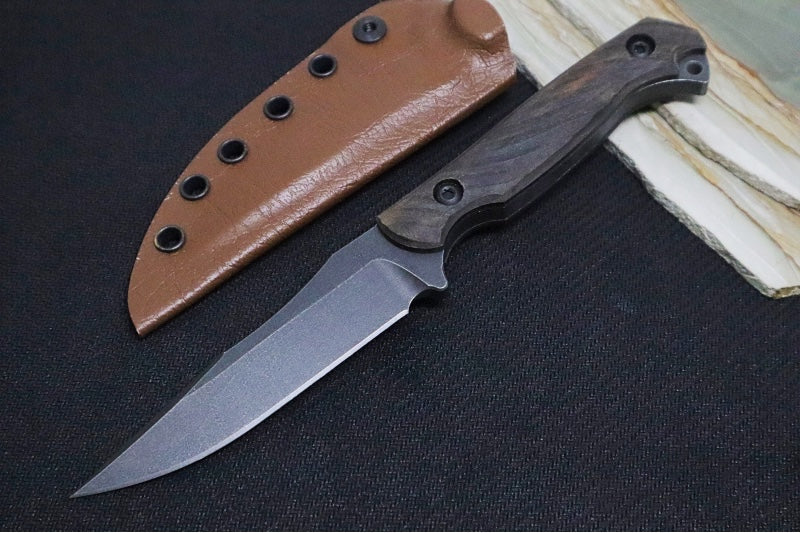 Toor Knives Krypteia Fixed Blade CPM-S35VN FED Gunkote Blade, Ebony Wood  Handles - American Flags & Cutlery