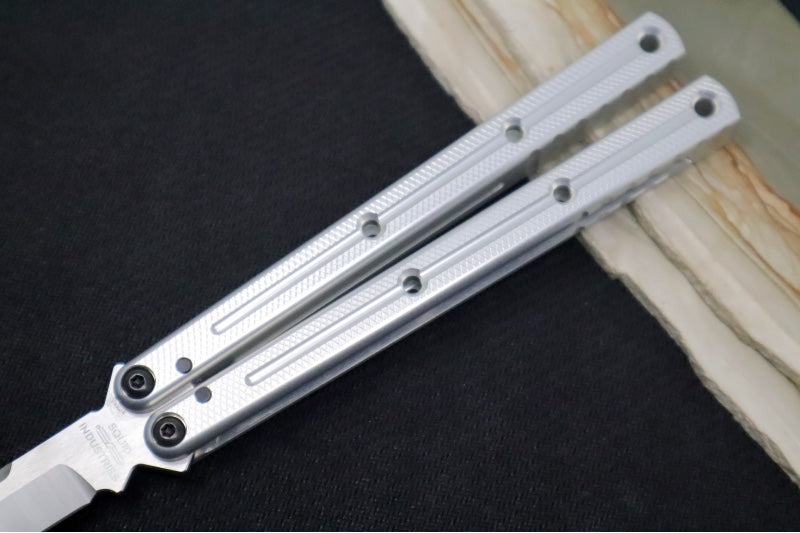 Squid Industries Krake Raken V3 Tanto - Silver Anodized Aluminum Handle / Stonewashed Stainless Steel Blade / Bushing System