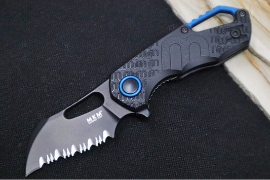 Maniago Knife Makers Isonzo - Hawkbill Blade with Serrates / M390 or N690 Steel / Black FRN Handle MK-FX03-1PBK