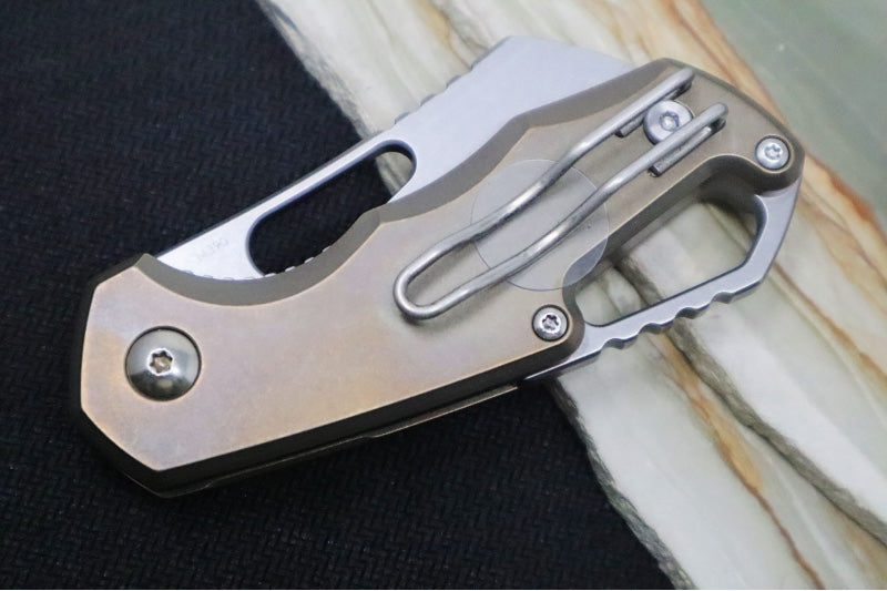 Maniago Knife Makers Isonzo - Stonewashed Cleaver Blade / M390 Steel / Bronzed Titanium Handle MK-FX03M-2TBR