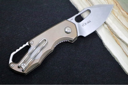 Maniago Knife Makers Isonzo - Stonewashed Clip Point Blade / M390 Steel / Bronzed Titanium Handle MK-FX03M-3TBR