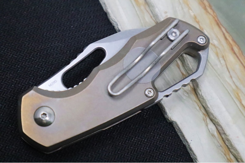 Maniago Knife Makers Isonzo - Stonewashed Clip Point Blade / M390 Steel / Bronzed Titanium Handle MK-FX03M-3TBR