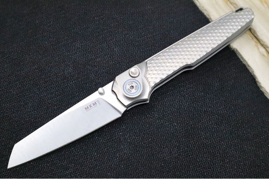 Maniago Knife Makers Miura - Stonewashed Sheepsfoot Blade / M390 Steel / Bead Blasted Titanium Handle