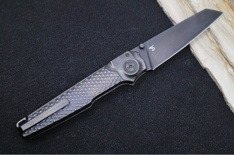 Maniago Knife Makers Miura - Black Sheepsfoot Blade / M390 Steel / Black Titanium Handle