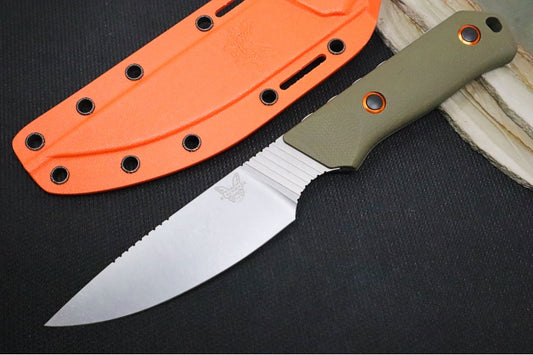Benchmade 15600-01 Raghorn - CPM-S30V Steel / Stonewashed Blade / Green G-10 & Orange Anodized Accents