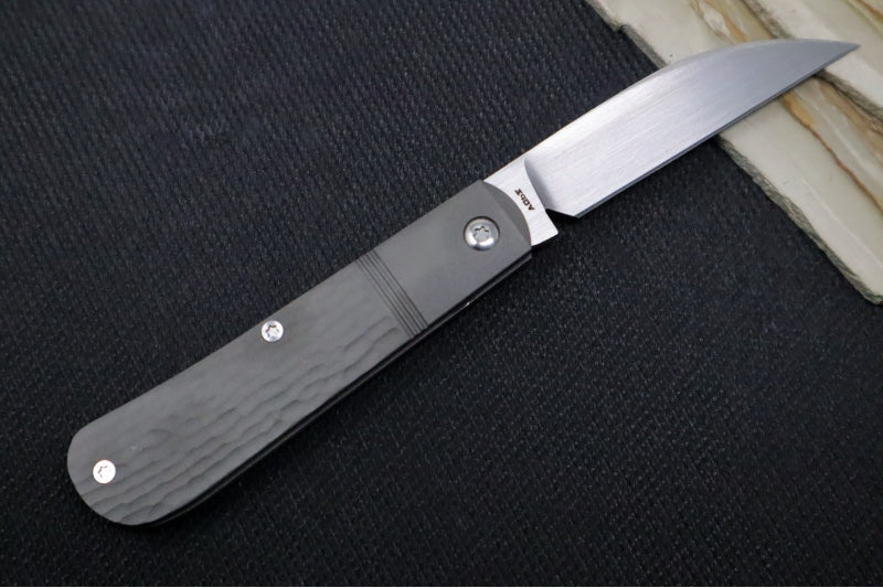 Jack Wolf Knives Laid Back Jack Slip Joint - Bead Blasted Jigged Titanium Handle / Bead Blasted Titanium Bolsters / CPM-S90V Steel