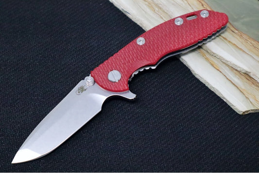 Rick Hinderer Knives XM-18 3.0" - Stonewash Finish / Spanto Blade / Red G-10
