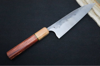 Carter Cutlery Muteki - 6.38" Funayuki - Bubinga & Flame Birch Wood Handle & Jade G-10 Liner & Hitachi White #1 Steel 5407