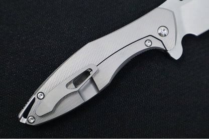 Koenig Mini Arius - Standard with Corda Patterned Handle - Stonewashed Blade with Polished Flats - Silver Spacer (Gen 1)
