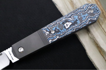 Jack Wolf Knives After Hours Jack Front Flipper - Fat Carbon Frost Inlay / Bead Blasted Titanium Frame & Bolsters / CPM-S90V Steel