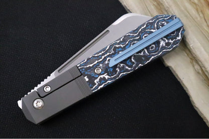 Jack Wolf Knives After Hours Jack Front Flipper - Fat Carbon Frost Inlay / Bead Blasted Titanium Frame & Bolsters / CPM-S90V Steel