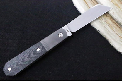Jack Wolf Knives Midnight Jack Slipjoint - Twill Carbon Fiber Inlay / Bead Blasted Titanium Frame & Bolsters / CPM-S90V Steel