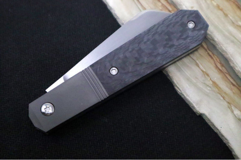 Jack Wolf Knives Midnight Jack Slipjoint - Twill Carbon Fiber Inlay / Bead Blasted Titanium Frame & Bolsters / CPM-S90V Steel