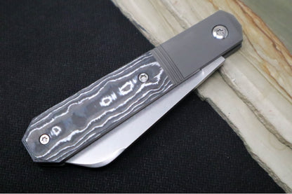 Jack Wolf Knives Midnight Jack Slipjoint - Fat Carbon White Storm Inlay / Bead Blasted Titanium Frame & Bolsters / CPM-S90V Steel