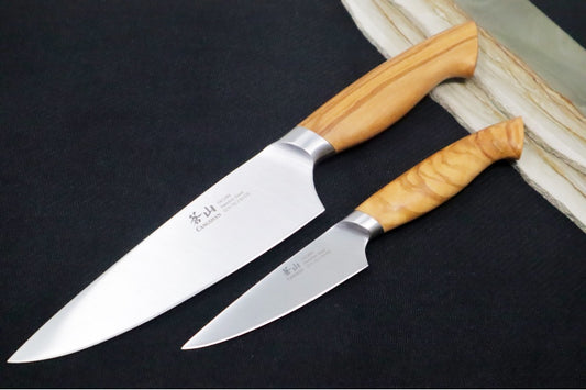 Cangshan Cutlery Oliv Series 2pc Knife Set - Swedish 14C28N Steel - Solid Olive Wood Handle