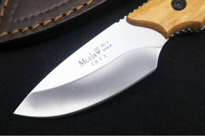 Muela Knives IBEX-8.OL Fixed Blade - Olive Wood Handle / X50CrMoV15 Stainless Blade / Leather Sheath