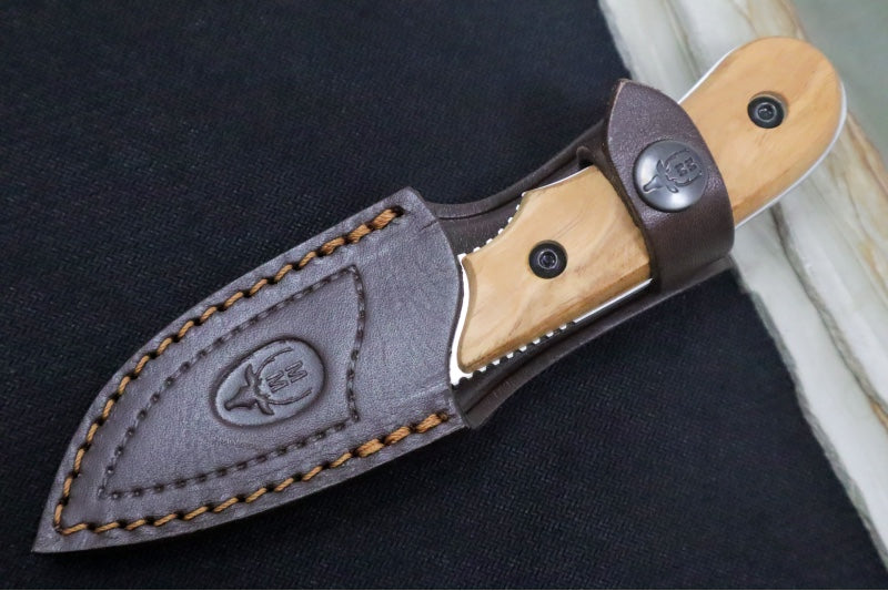 Muela Knives IBEX-8.OL Fixed Blade - Olive Wood Handle / X50CrMoV15 Stainless Blade / Leather Sheath