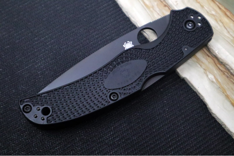Spyderco Native Chief - Drop Point Blade with Full Serrates / Black Finish / Black FRN Handle Scales C244SBBK