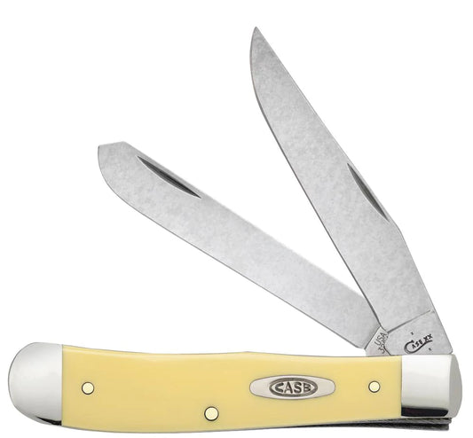 Case Knives Trapper - Clip & Spey Blades / Tru-Sharp Stainless Steel / Yellow Synthetic Trapper with Clip Handle 81091