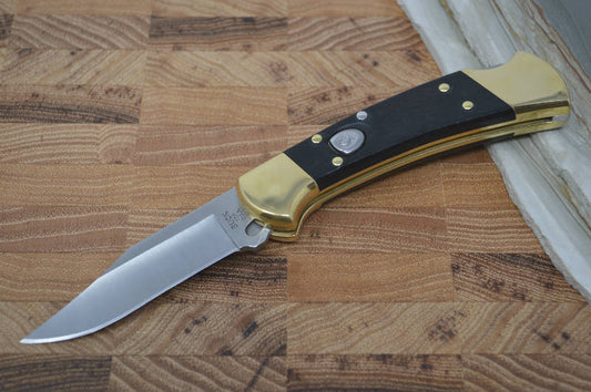 Buck 112 Ranger Auto - Plain Blade / Ebony Wood Handle - Northwest Knives
