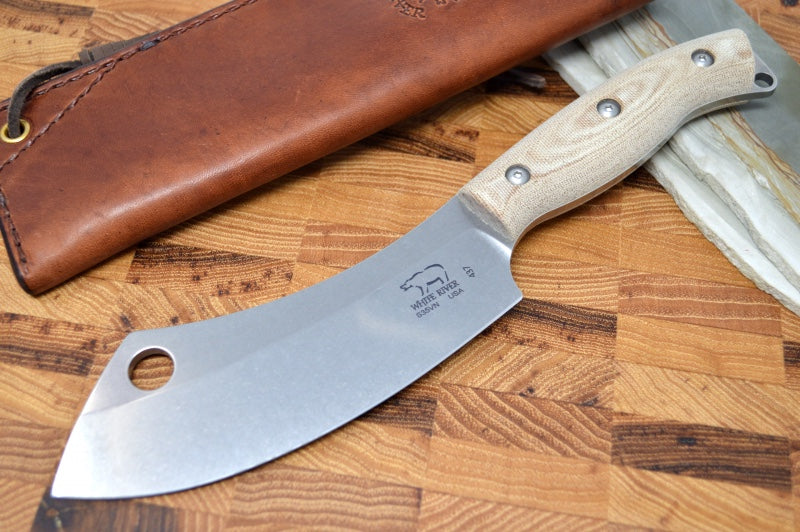 White River Camp Cleaver - Black Burlap Micarta Handle / S35VN