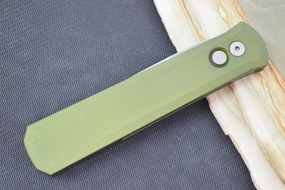 Pro Tech Godfather Auto - OD Green Aluminum Handle / Blasted Blade 920-GREEN
