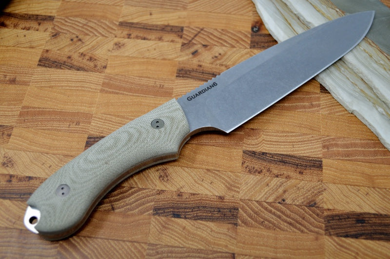 Bradford Knives Guardian 6 - 3D OD Green Micarta Handle / Stonewash CPM-3V Blade / Sabre Grind 6S-102-3V