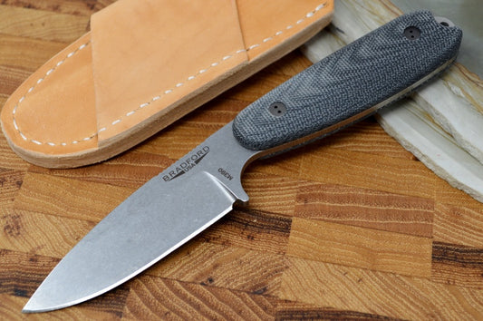 Bradford Knives Guardian 3.5 - 3D Black Micarta Handle / Stonewash M390 Blade / Sabre Grind 3.5S-101-M390