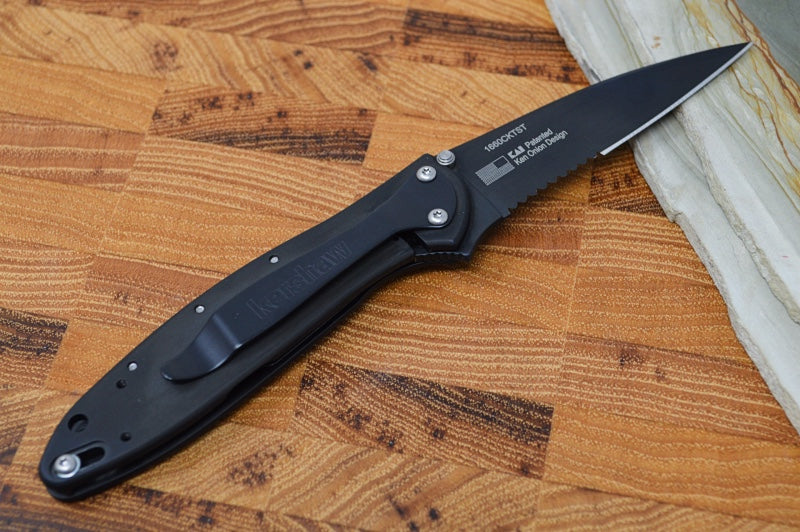 Kershaw 1660CKTST Leek Flipper - Partial Serrate Black 14C28N Blade / Black Stainless Steel Handle
