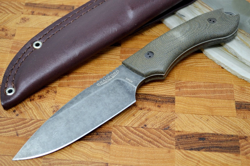 Bradford Knives Guardian 4 - 3D OD Green Micarta Handle / Nimbus M390 Blade / Sabre Grind 4S-102N-M390