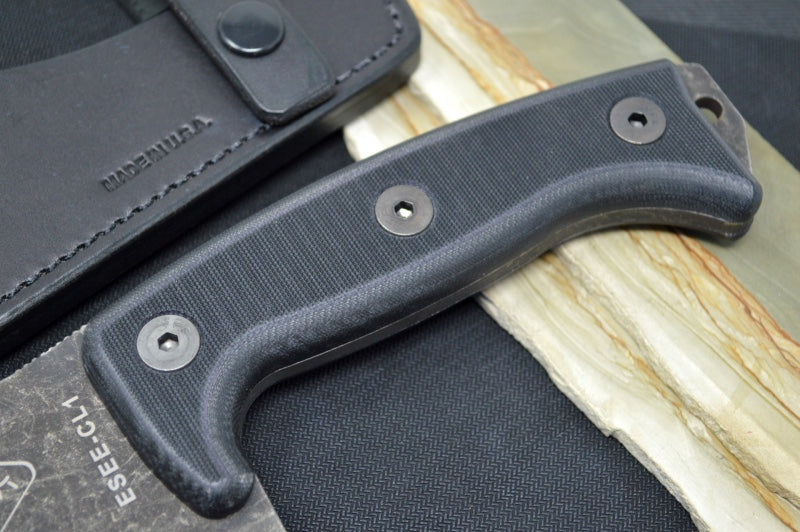 Esee Knives Expat Cleaver - Black Textured G-10 Handle / 1095 Steel / Stonewashed Black Oxide Finished Blade ESEE-CL1