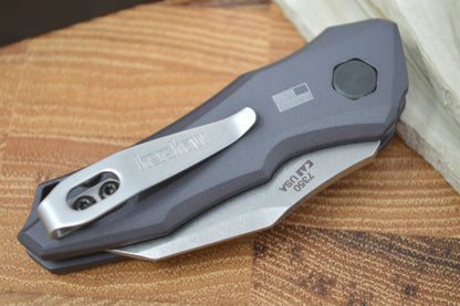 Grey Anodized Aluminum Handle | 1.90" Hawkbill Blade | Automatic Knife | Northwest Knives