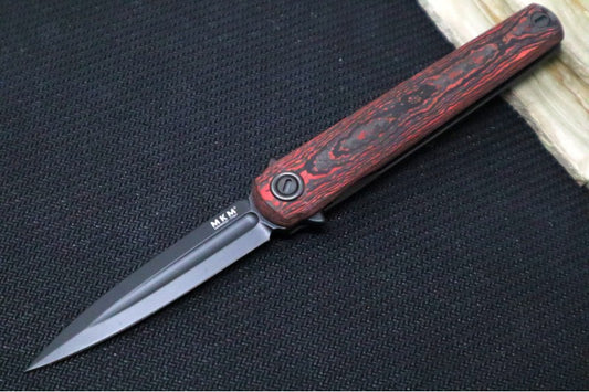 Maniago Knife Makers Flame - Black Dagger Blade / M390 Steel / Red Lava Carbon Fiber MK-FL02-FCLTD