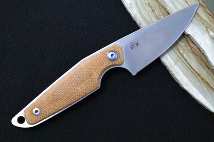 Maniago Knife Makers Makro 1 Fixed Blade - Drop Point Blade / M390 Steel / Natural Canvas Micarta Handle