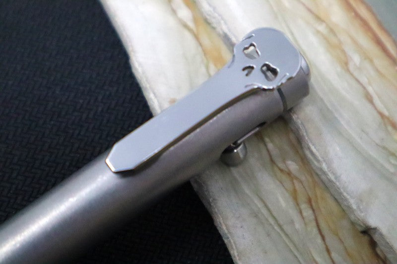 Chaves Ultramar Bolt Action Pen - Stonewashed Titanium Handle / Skull Clip