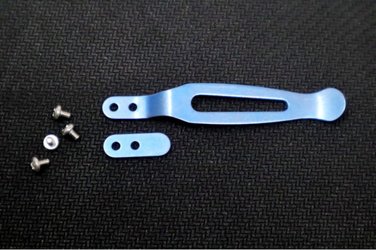 Hinderer Pocket Clip & Filler Tab - Titanium / Blue Stonewash