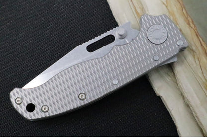 Demko Knives AD 20.5 - Textured Titanium Handle / Stonewashed Clip Point Blade / CPM-3V Steel