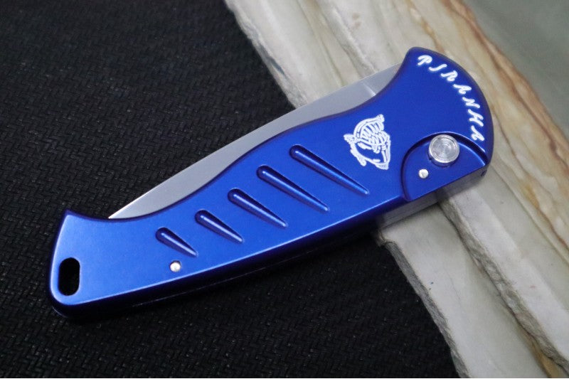 Piranha Knives "Fingerling" - 154CM Blade / Blue Aluminum Handle