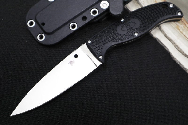 Spyderco Enuff 2 Fixed Blade Knife 3.93 VG10 Leaf Shaped Serrated Blade,  Black FRN Handles, Polymer Sheath - FB31SBK2 - Way Of Knife & EDC Gear House