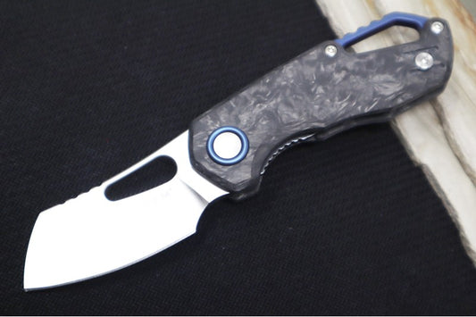 Maniago Knife Makers Isonzo - Stonewashed Cleaver Blade / M390 Steel / Black Carbon Fiber Handle MK-FX03M-2CM