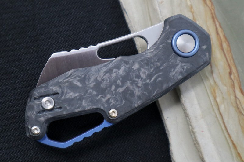 Maniago Knife Makers Isonzo - Stonewashed Cleaver Blade / M390 Steel / Black Carbon Fiber Handle MK-FX03M-2CM