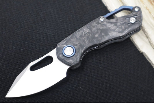 Maniago Knife Makers Isonzo - Stonewashed Clip Point Blade / M390 Steel / Black Carbon Fiber Handle MK-FX03M-3CM