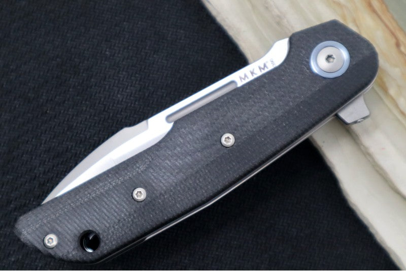 Maniago Knife Makers Clap - Satin Drop Point Blade / M390 Steel / Black G-10 Handle Scales