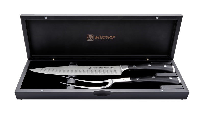 Wusthof Classic Ikon - 2pc Carving Set in a Black Chest - Fully forged German stainless steel (X50 CrMoV 15) - Made in Solingen, Germany