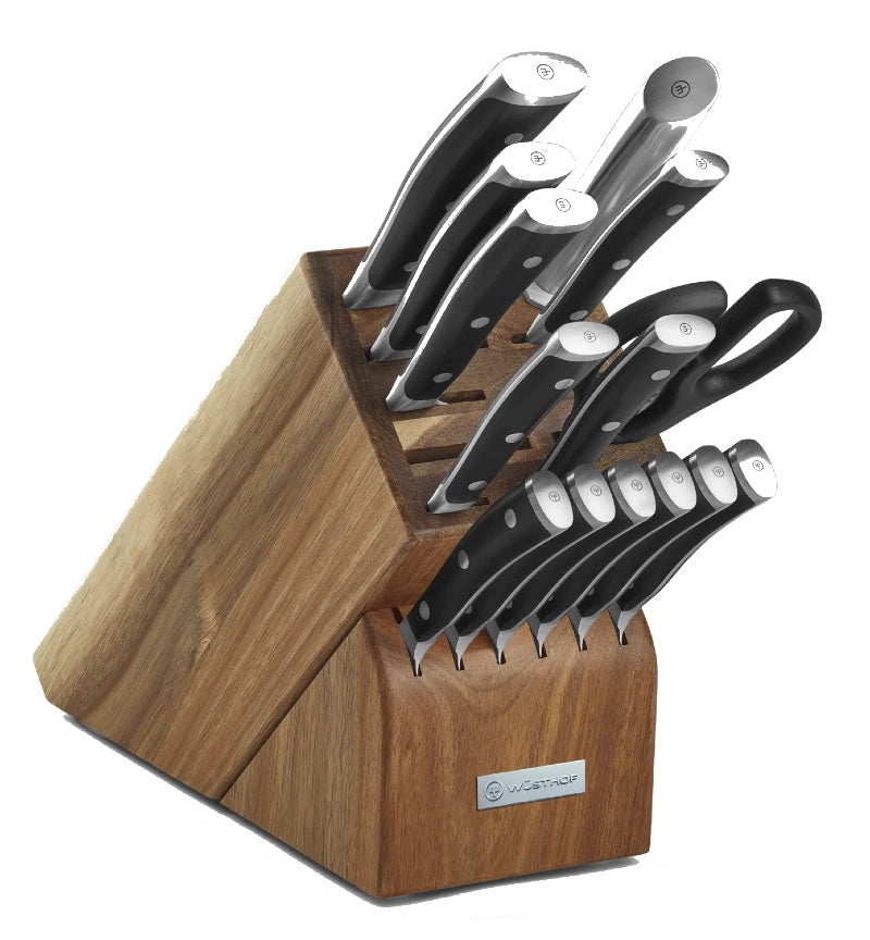 Wusthof Classic Ikon - 15pc Block Set - Fully forged German stainless steel (X50 CrMoV 15) - Made in Solingen, Germany - Northwest Knives
