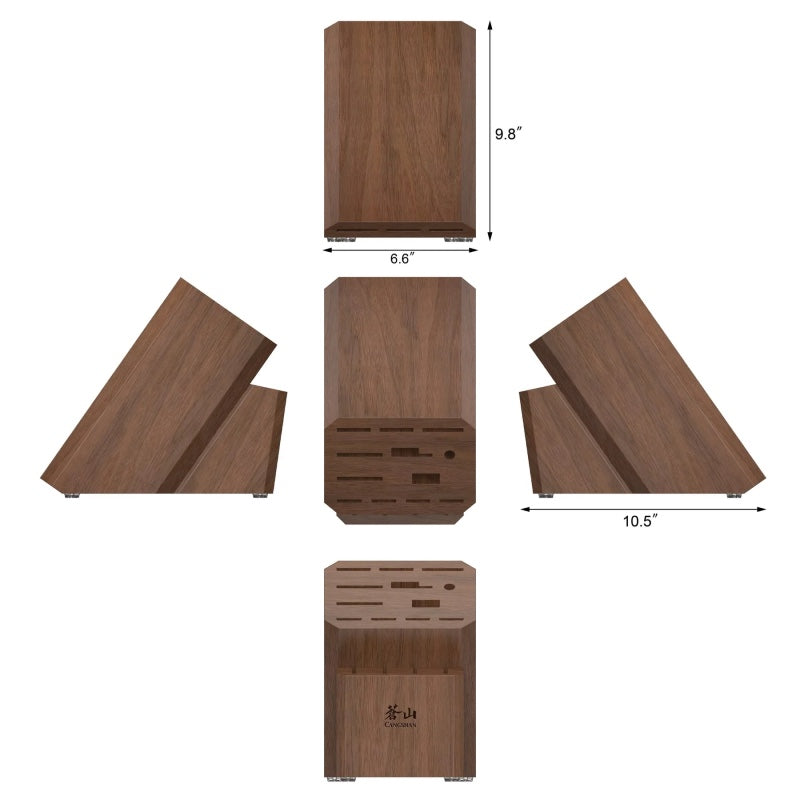 Cangshan Cutlery 16-Slot Flat Top Knife Block - Acacia Wood 505552 - Northwest Knives