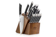 Cangshan Cutlery Helena Series 17pc HUA Knife Set - Forged German Stainless Steel - Black Composite Handle with Rivets - HUA Acacia Storage Block 503329 - Northwest Knives