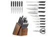 Cangshan Cutlery Helena Series 17pc HUA Knife Set - Forged German Stainless Steel - Black Composite Handle with Rivets - HUA Acacia Storage Block 503329 - Northwest Knives